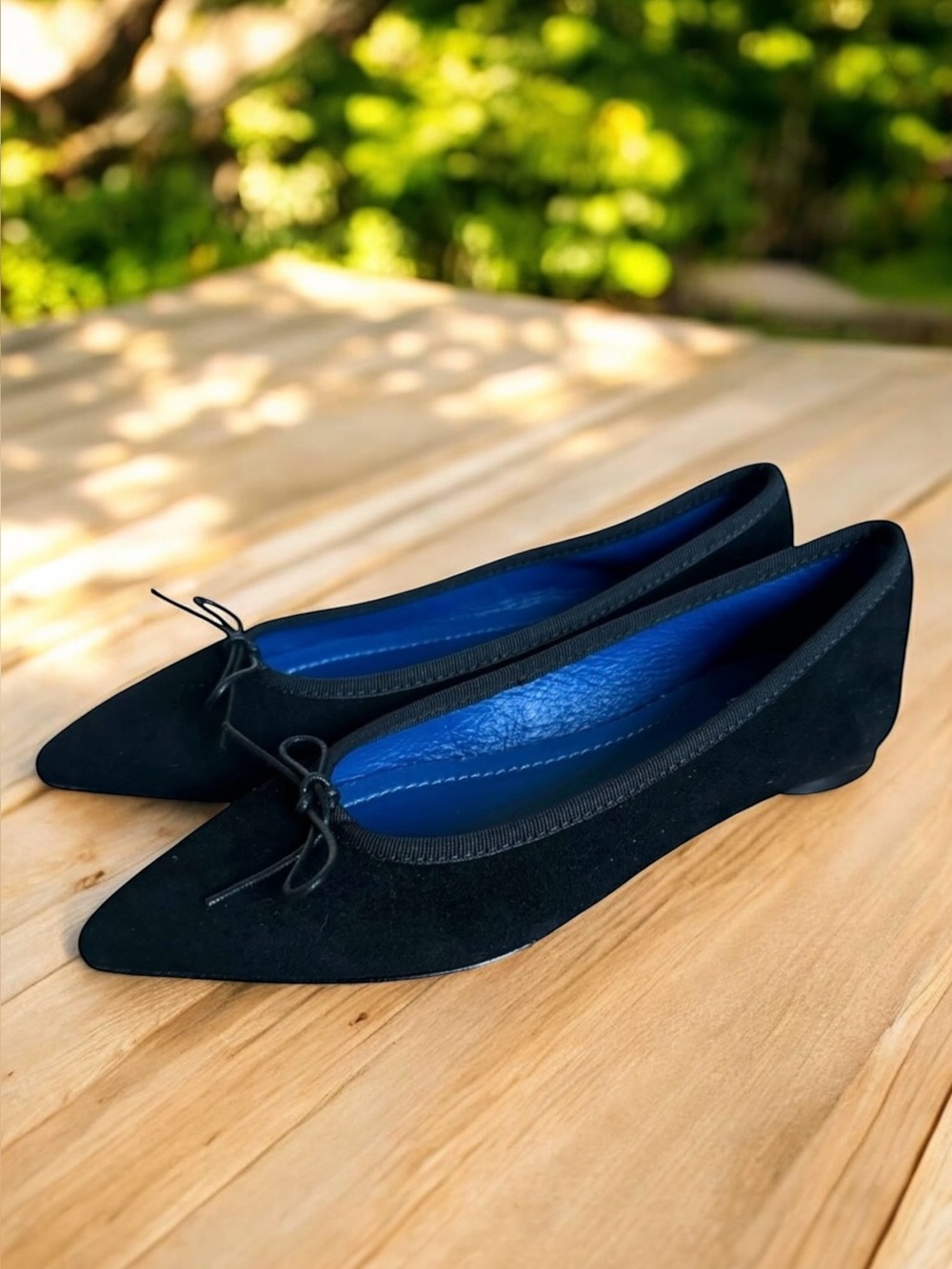 🆕 NUR ITALY Isabella Flats Black Suede Pointed Toe